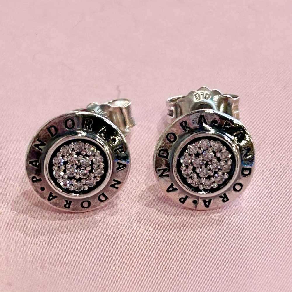 RETIRED Pandora Logo Stud Earrings